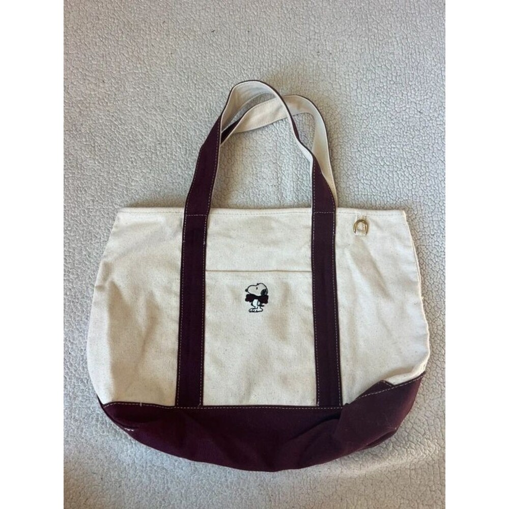 American Eagle x Peanuts Snoopy Bow Burgundy Canvas Tote Bag